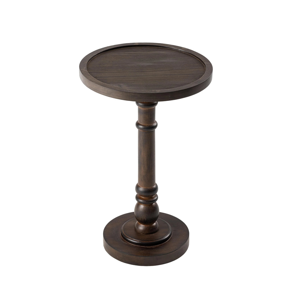 COZAYH Pedestal Small Drinking Table, Farmhouse Tray Top End Table, Distressed Finish, Traditional