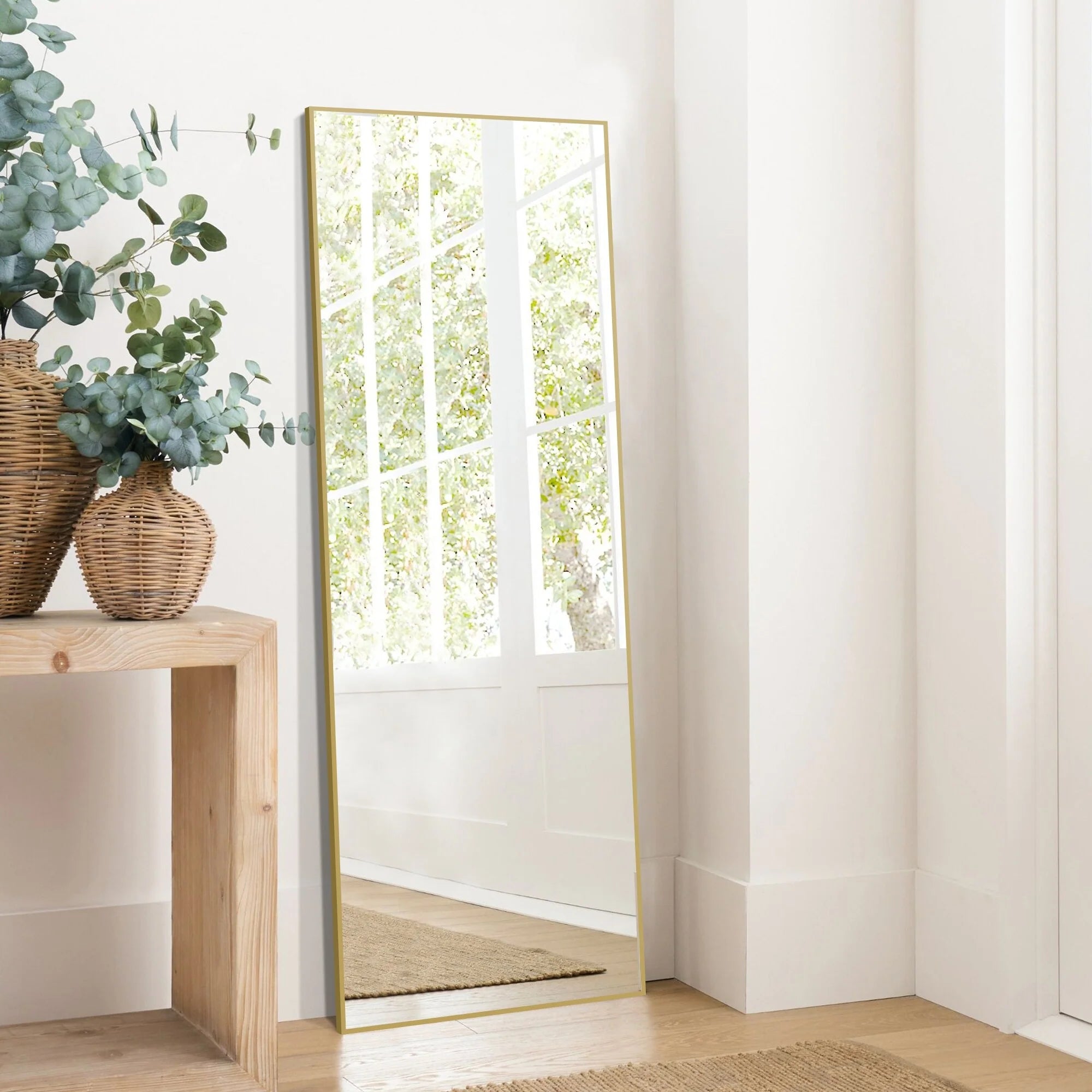 64x21 Full Length Floor Mirror with Stand Aluminum Alloy Frame,Wall-Mounted Mirror