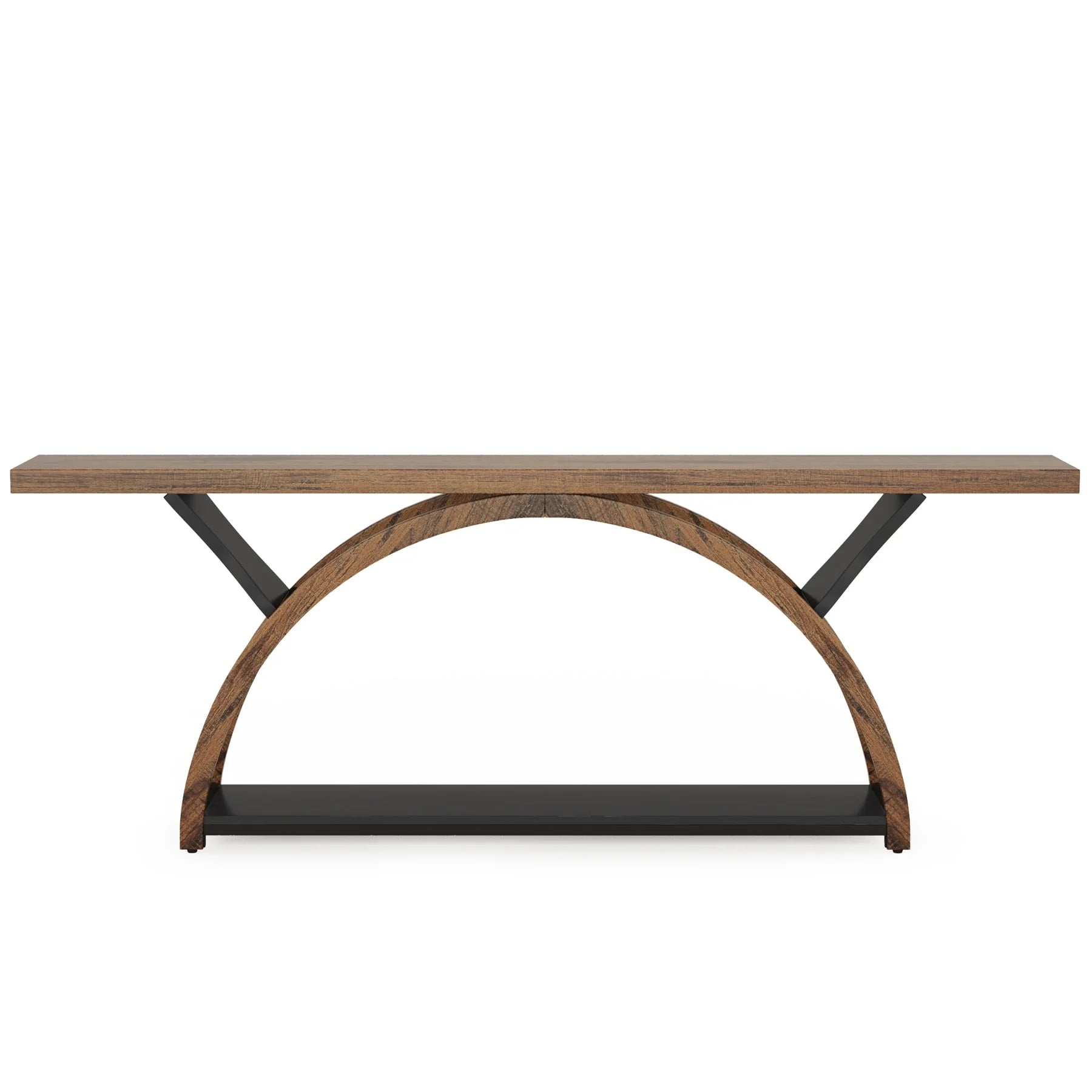 2-Tier Narrow Long Console Sofa Table with Semi-Circular Frame for Entryway,Gray Hallway Accent Tables