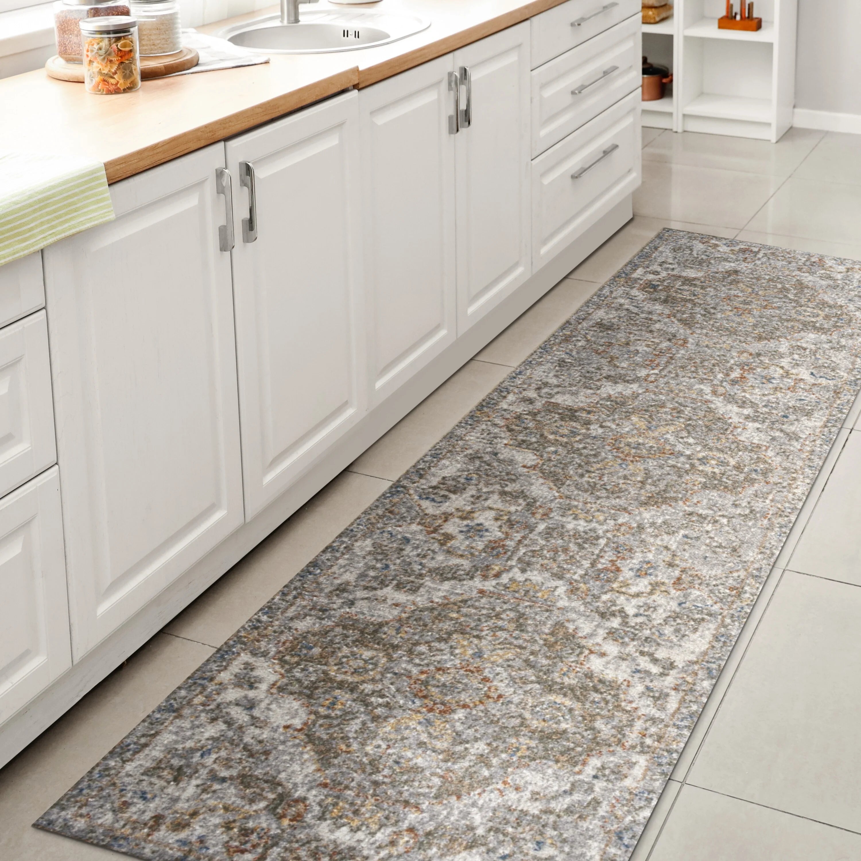 JONATHAN Y Brandy Bohemian Medallion Low-Pile Machine-Washable Cream/Terra Area Rug