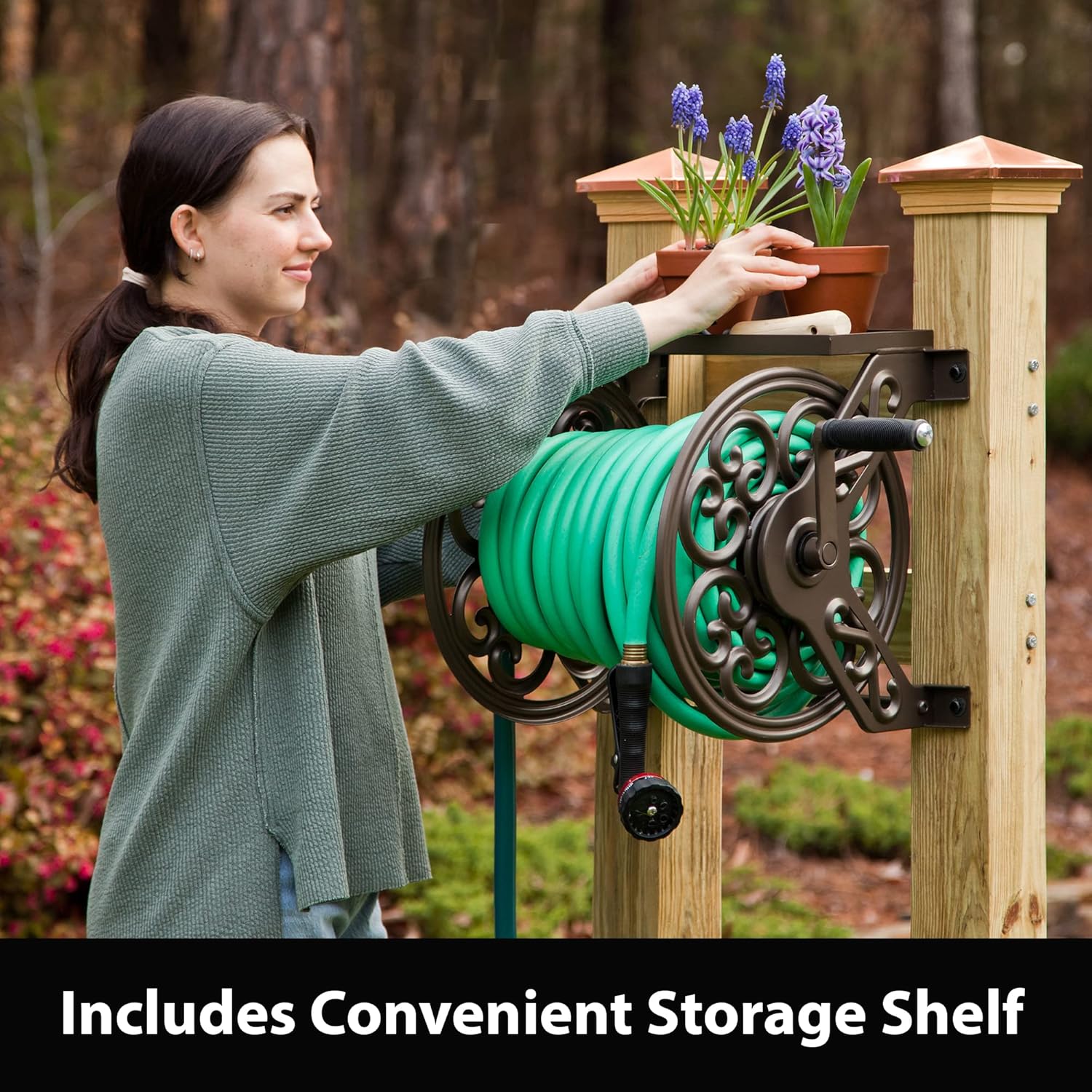 Liberty Garden 708 Steel Decorative Wall Mount Garden Hose Reel