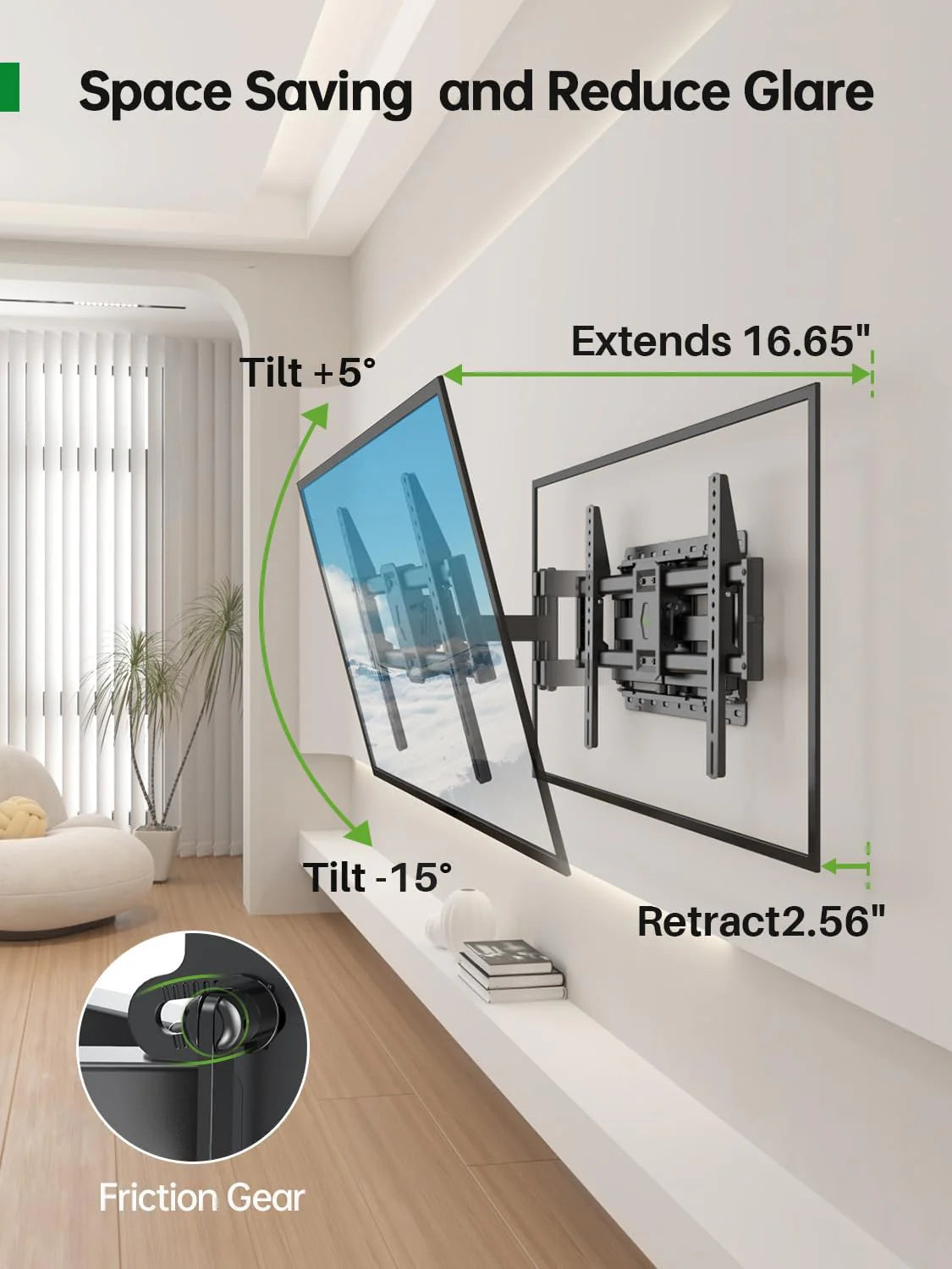 USX Mount Full Motion TV Wall Mount for Most 42-86 inch Flat Screen