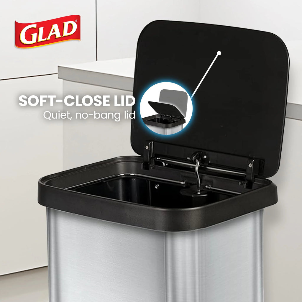 GLAD Stainless Steel 20 Gallon Step Trash Can with Odor Guard