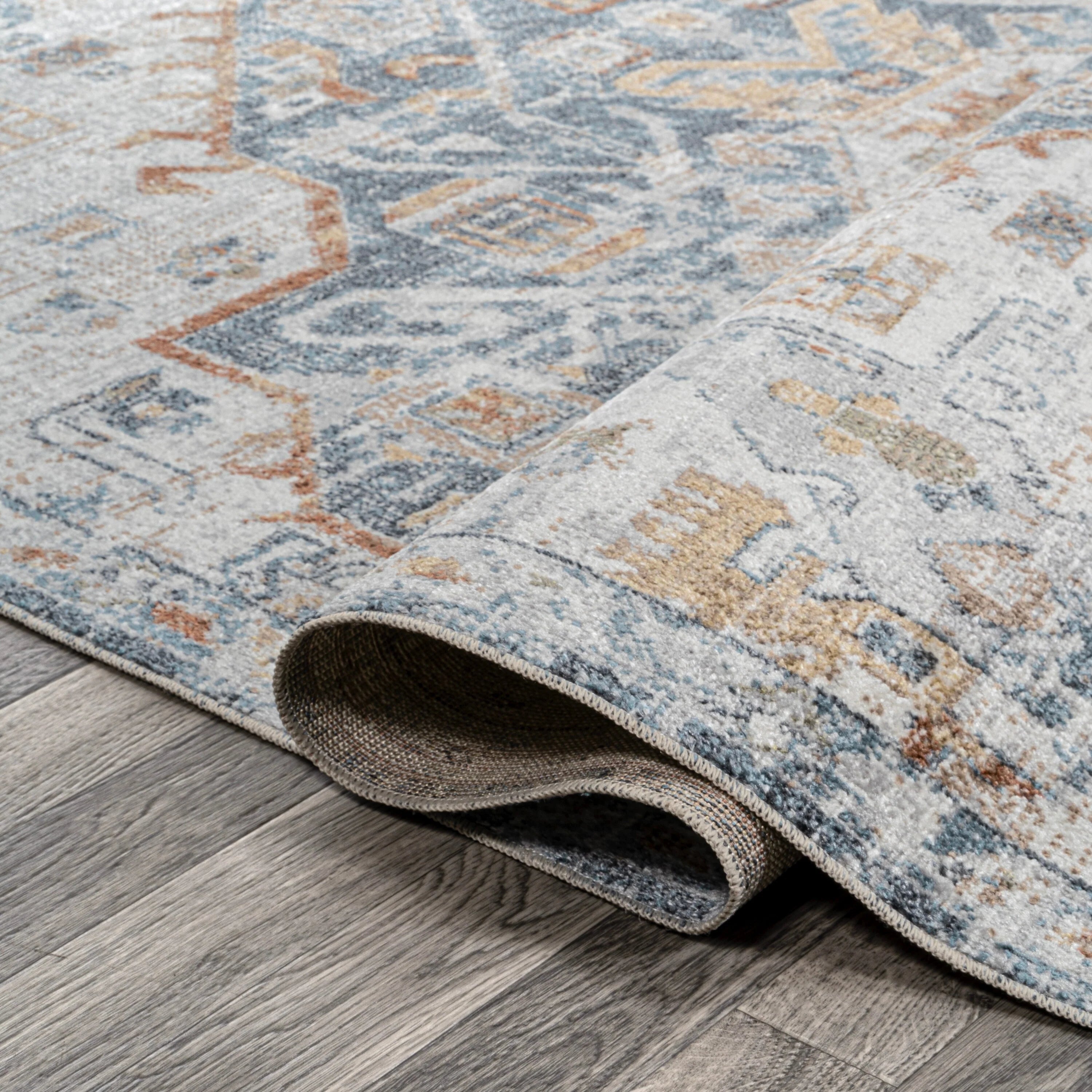 JONATHAN Y Brandy Bohemian Medallion Low-Pile Machine-Washable Cream/Terra Area Rug