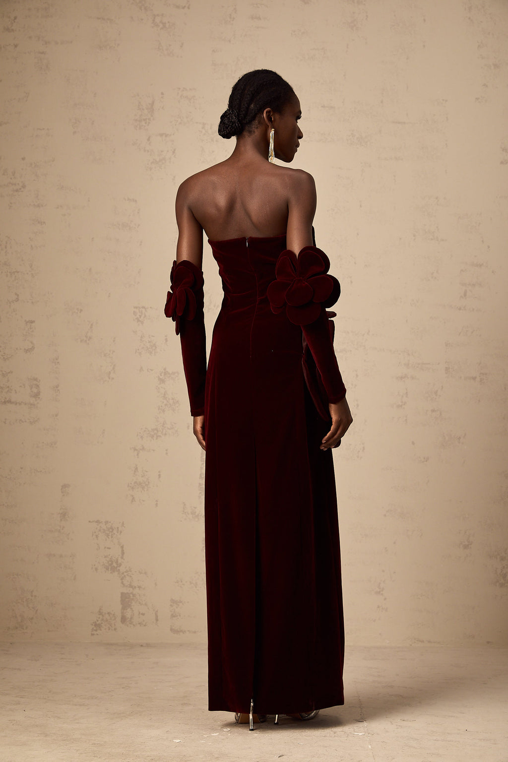 Azura Red Floral Appliqué Maxi Dress