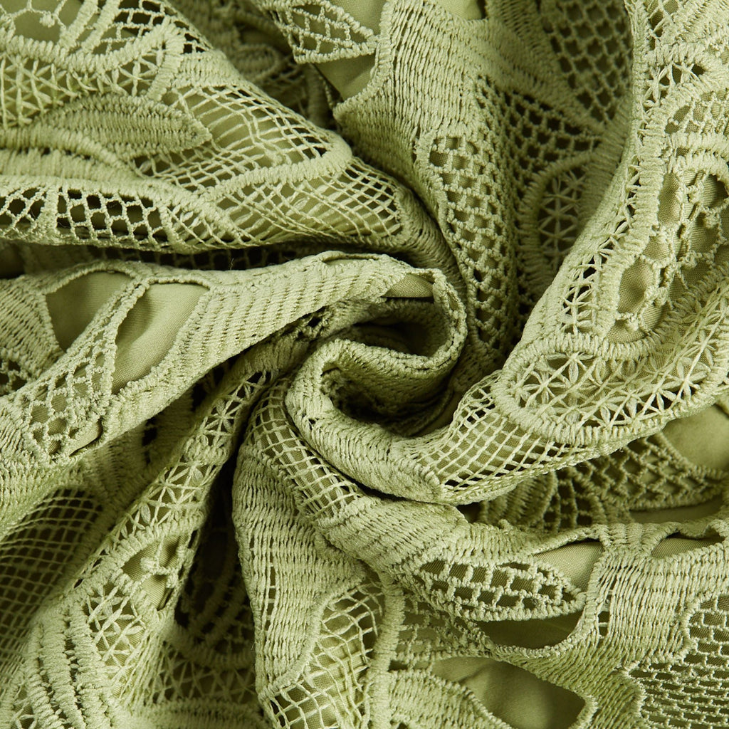 Inès lace floral embroidered cut-out midi dress in Green