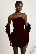 Azura Red Floral Appliqué Mini Dress