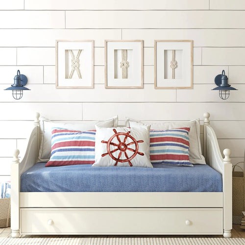 American Art Decor Naut Shore Framed Nautical Knots Wall Decor in Natural 3-piece set