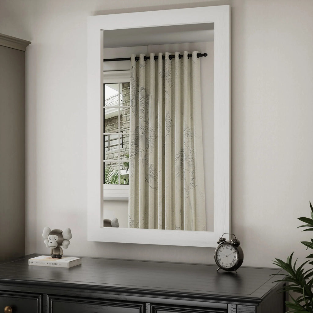 Modern Wall Mirrors, Rectangular Mirror with Wood Framed, Bathroom Mirror Barn Mirror Barn Door Mirror with Multi Size
