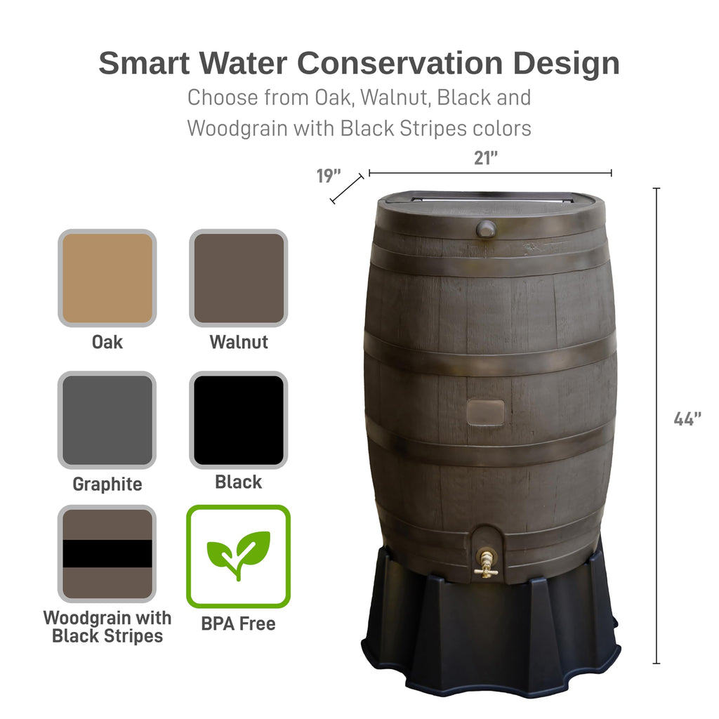 RTS Home Accents 50-Gallon Rain Barrel with Brass Spigot
