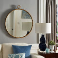 Marza Antique Brass Finish Round Wall Mirror by iNSPIRE Q Modern