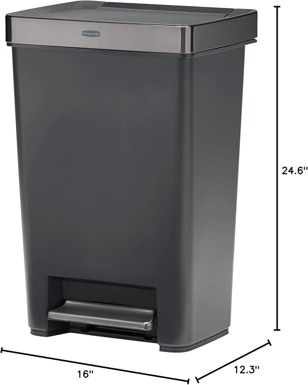 Rubbermaid Premier Series III Step-On 13 Gallon Trash Can for Home and Kitchen