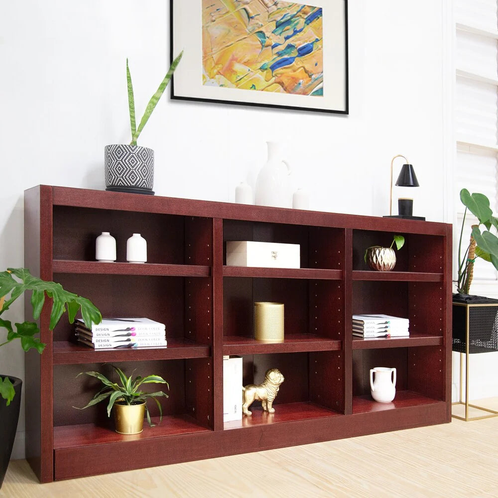 Concepts in Wood Triple Wide Wood Bookcase, 9 Shelf, 36 inch Tall