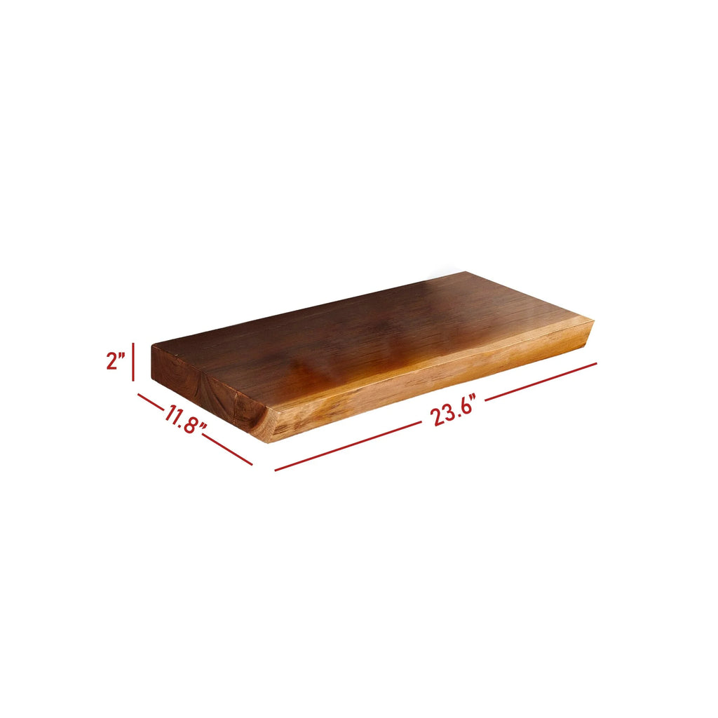 Home Soft Things 1 PieceTeak Shelf With Live Edge Wooden Wall Shelves