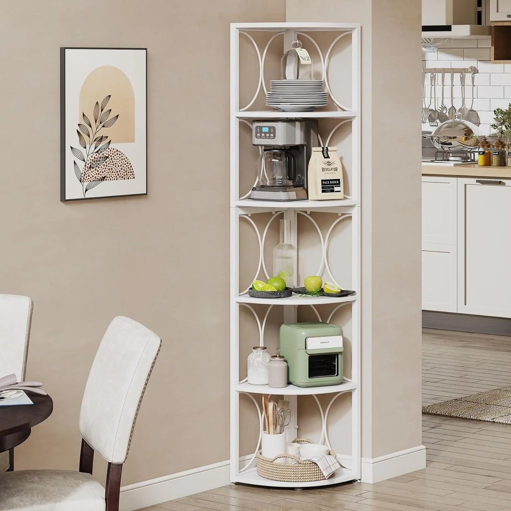 67 Tall Corner Shelf, Corner Bookshelf Bookcase Standing Shelving Unit
