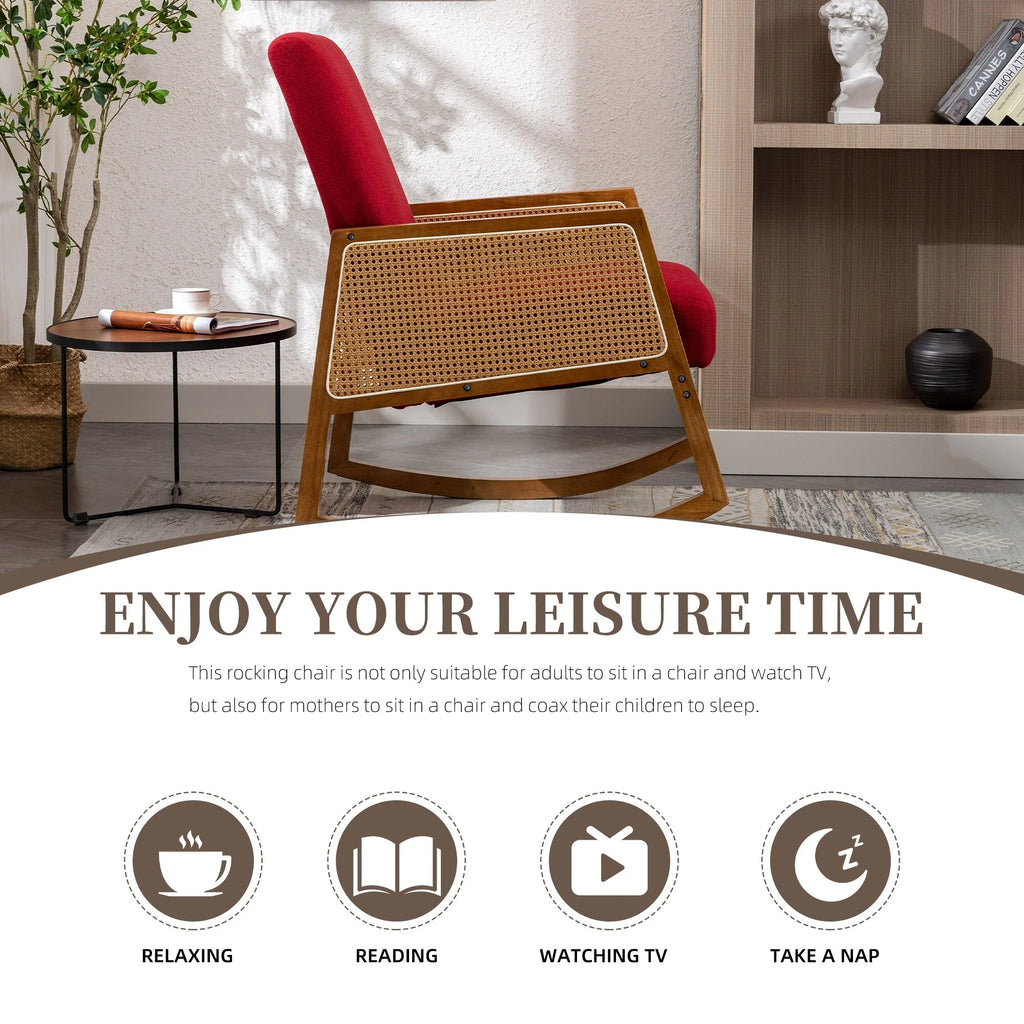 Living room Comfortable rocking chair living room chair Armchair Upholstered Tall Back Accent Glider Rocker