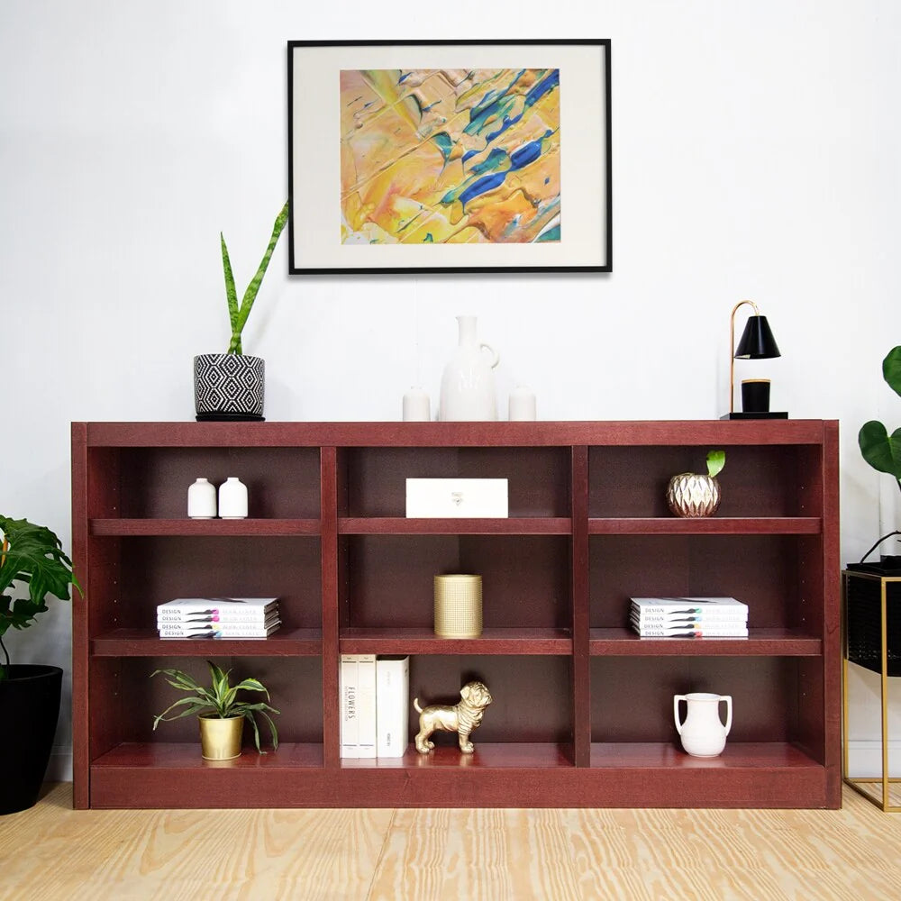 Concepts in Wood Triple Wide Wood Bookcase, 9 Shelf, 36 inch Tall