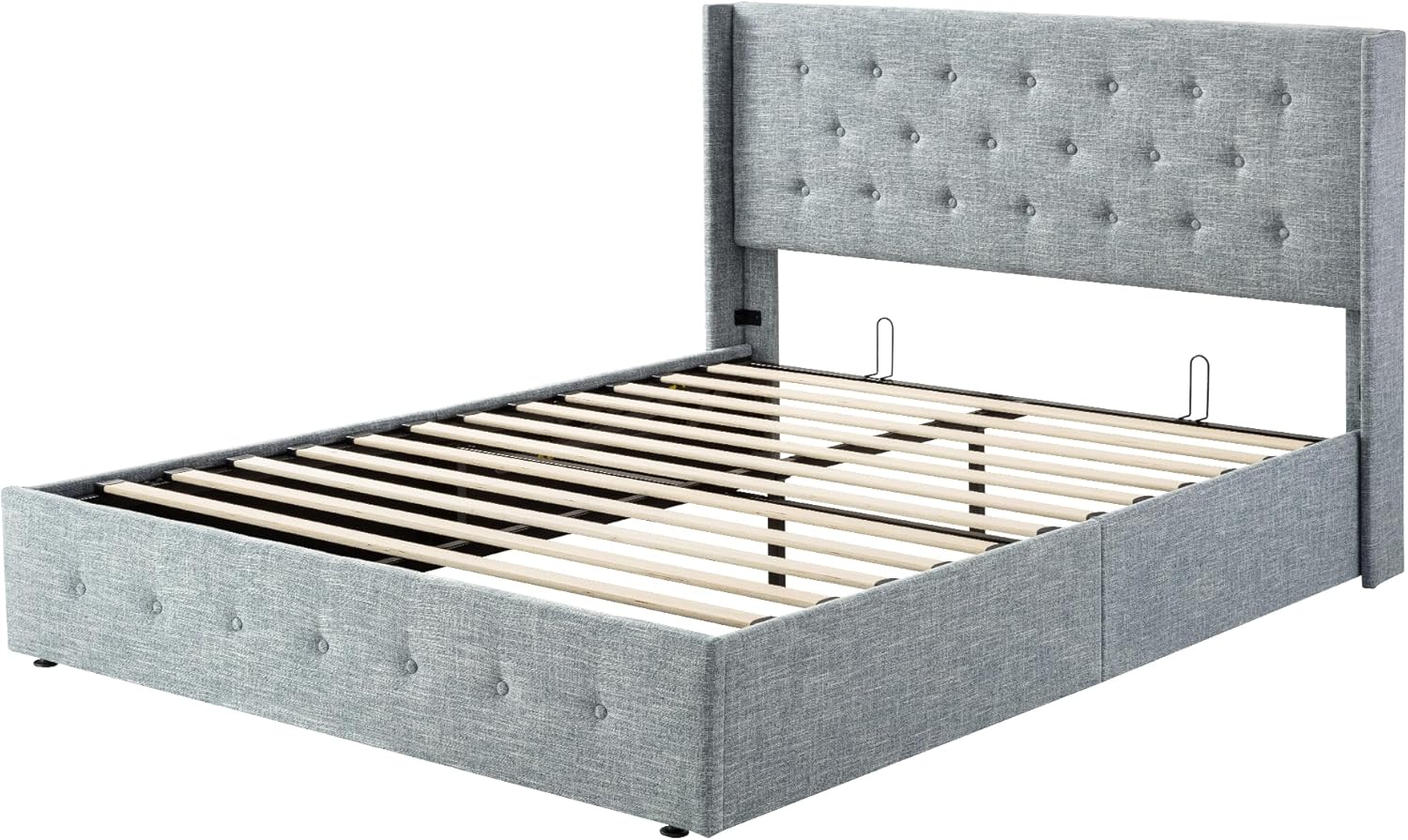 ALLEWIE Queen Size Lift Up Storage Bed with Wingback Headboard