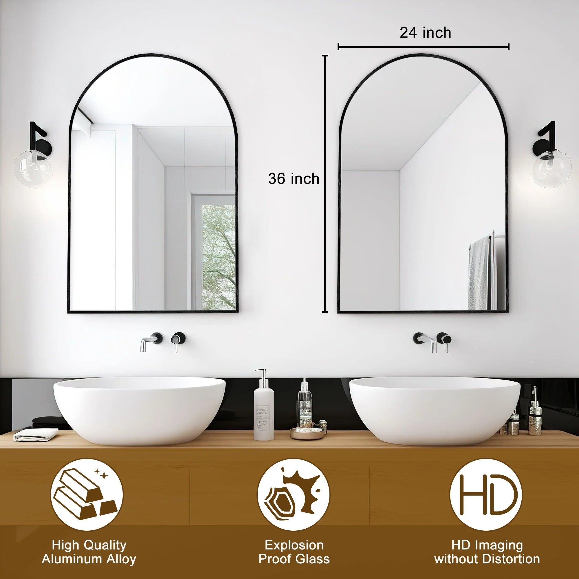 Bathroom Arch Aluminum Wall Mirror Vanity Mirrors