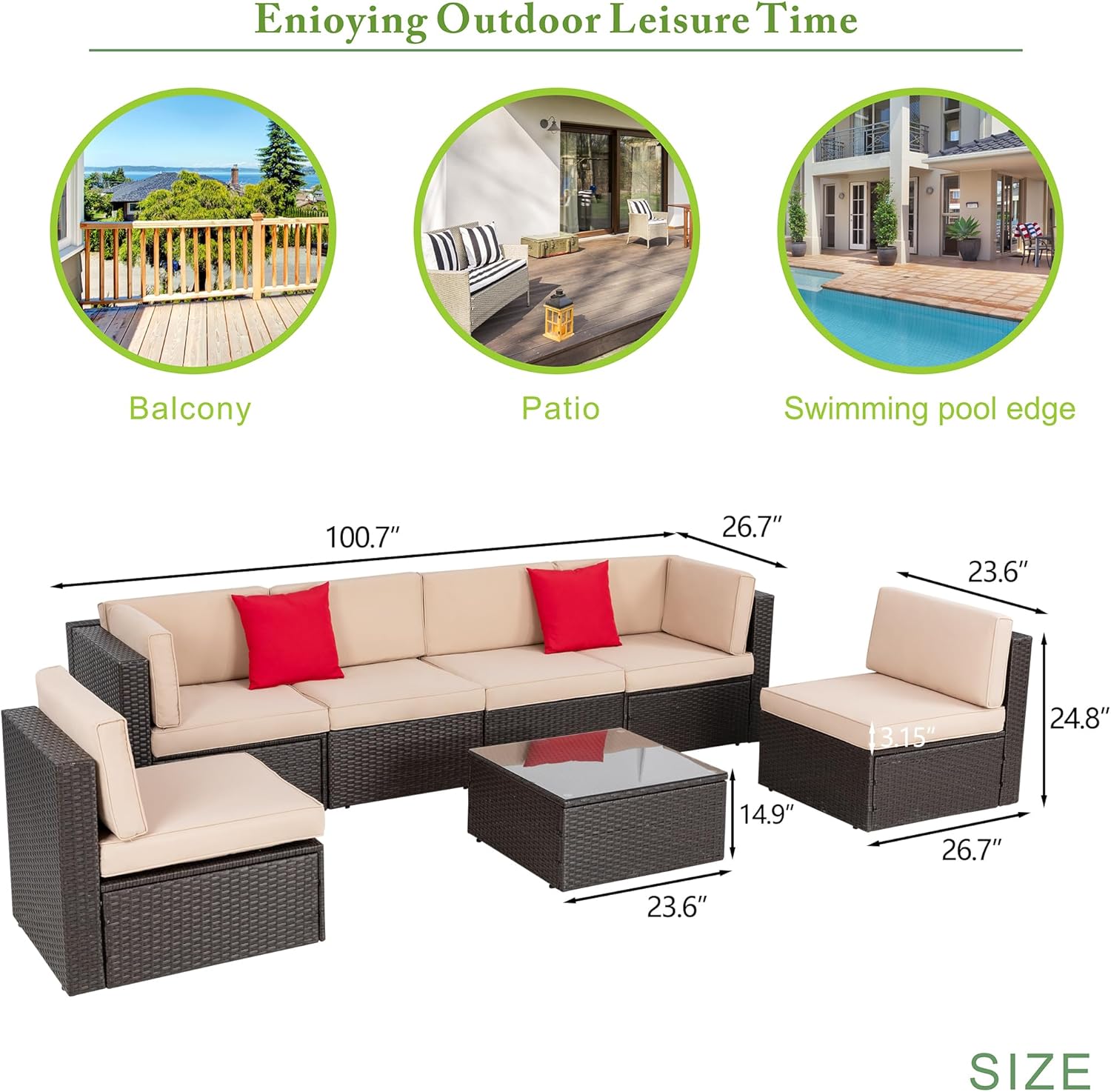 VONGRASIG 5 Piece All-Weather Patio Furniture Set with Ottoman