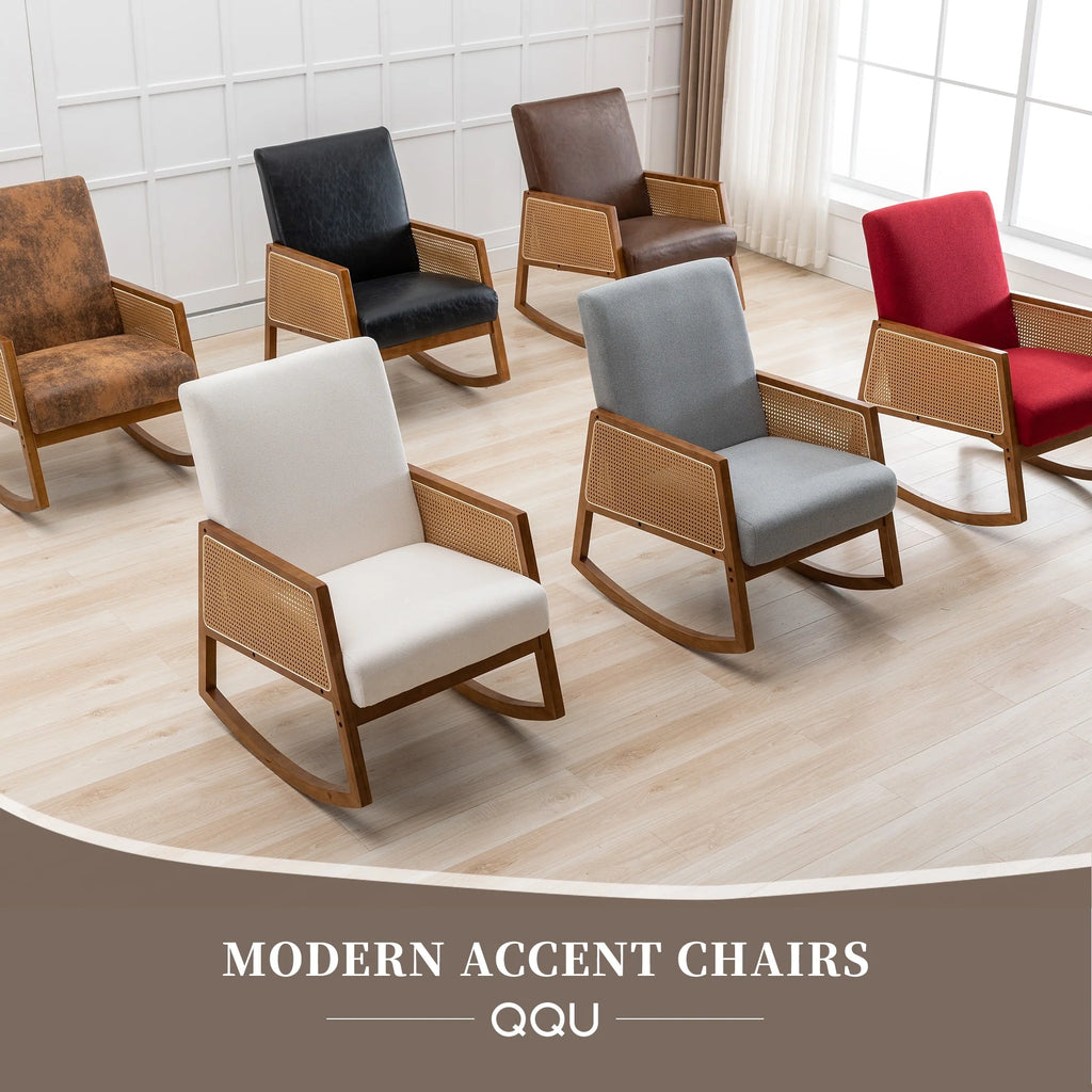 Living room Comfortable rocking chair living room chair Armchair Upholstered Tall Back Accent Glider Rocker