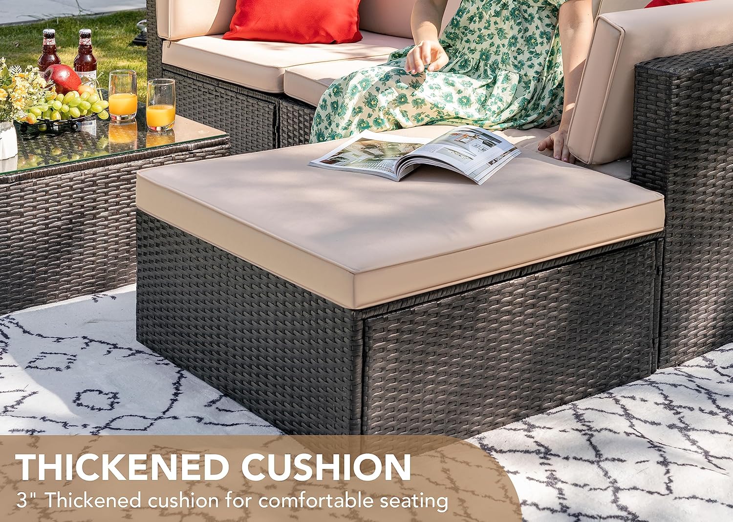 DEVOKO 5 Pieces All-Weather Patio Furniture Set with Cushions