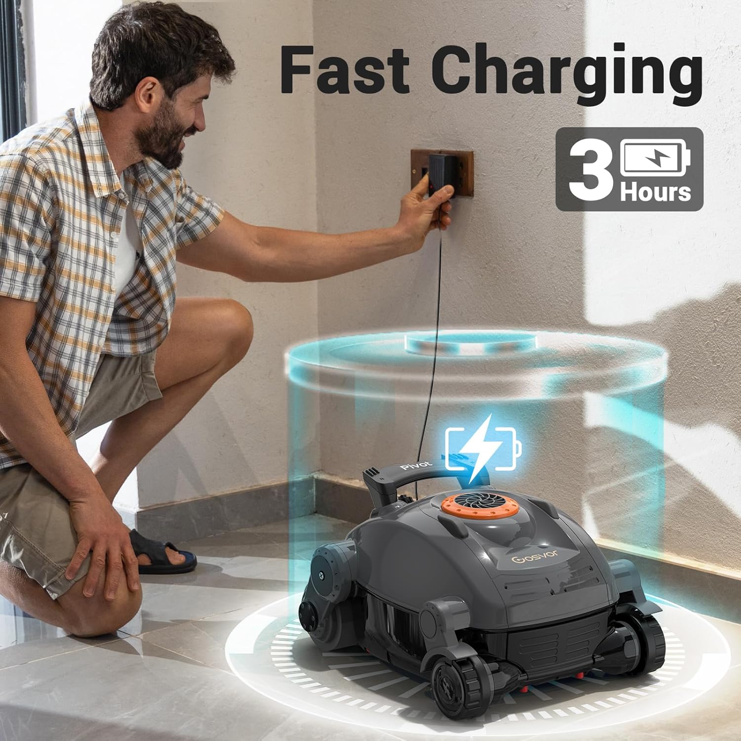 GOSVOR Pivot Cordless Robotic Pool Cleaner - Wall Climbing