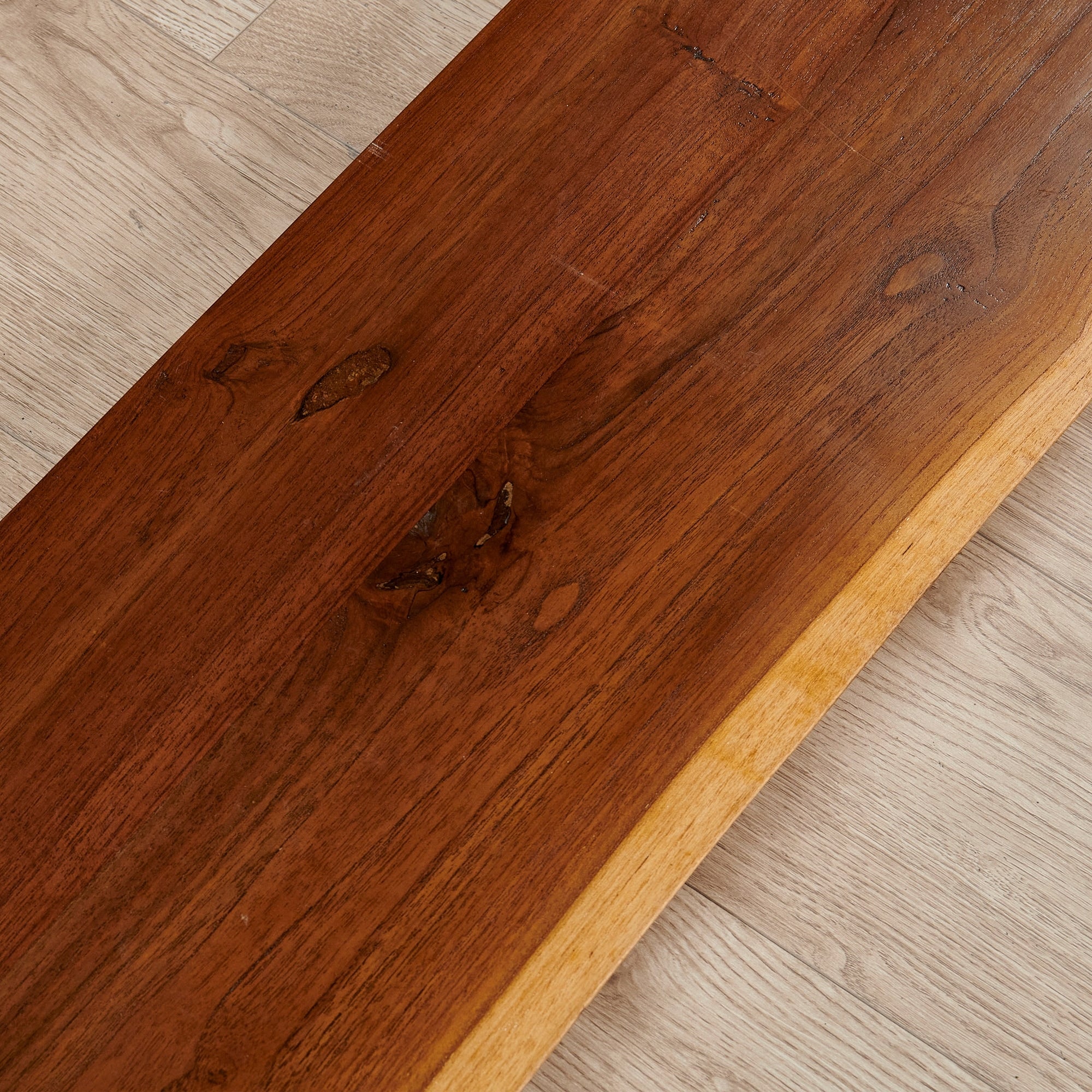 Home Soft Things 1 PieceTeak Shelf With Live Edge Wooden Wall Shelves