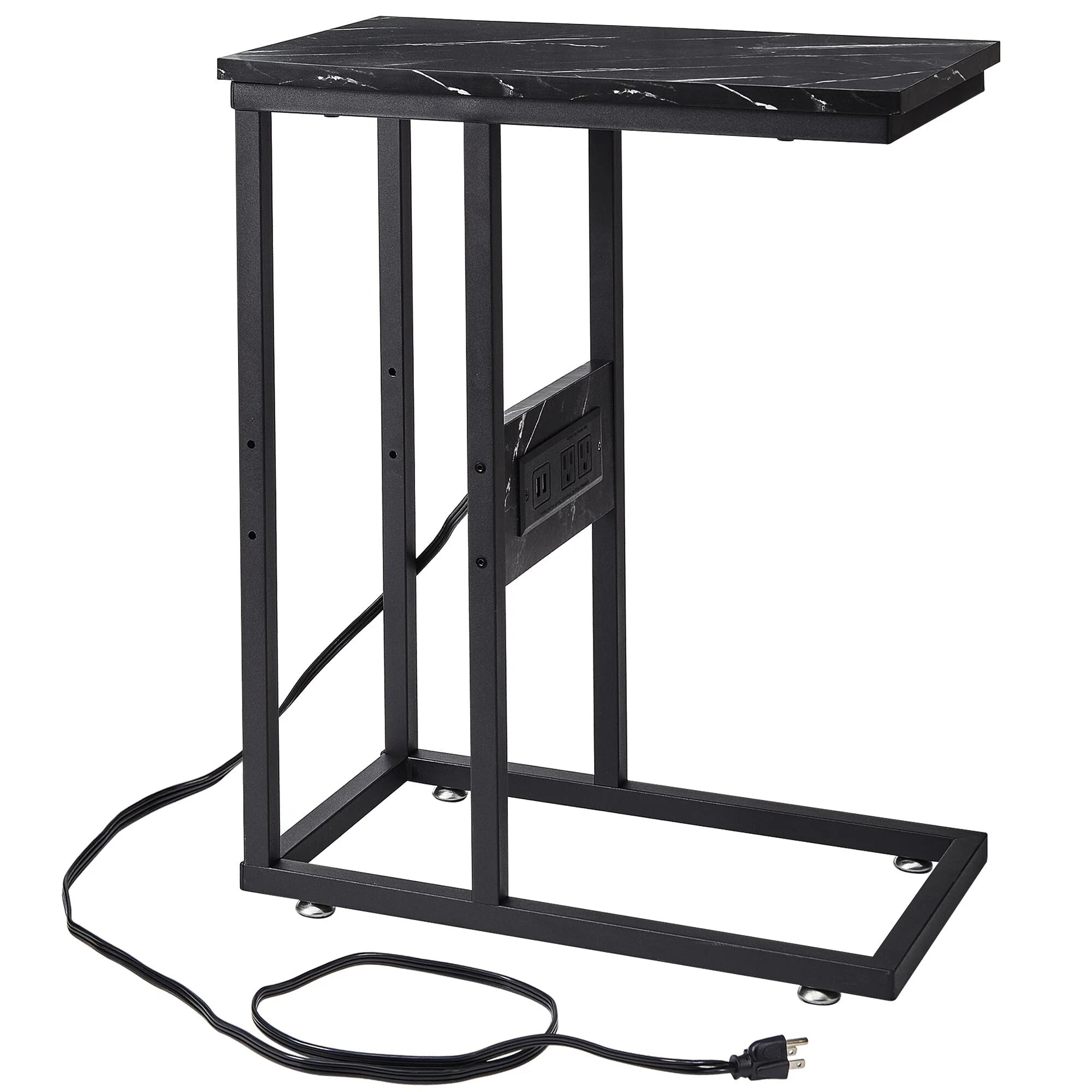 Javlergo Set of 2 C-Shaped Sofa Side Table, Small End Table for Living Room, Narrow Bedside/TV Tray Table