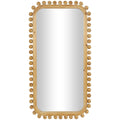 Wood Room Wall Mirror with Beaded Frame - Brown - Roche River Decor