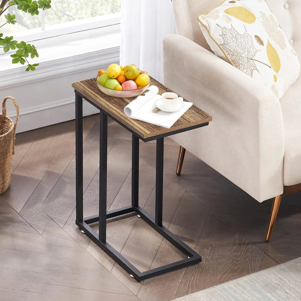 Javlergo Set of 2 C-Shaped Sofa Side Table, Small End Table for Living Room, Narrow Bedside/TV Tray Table