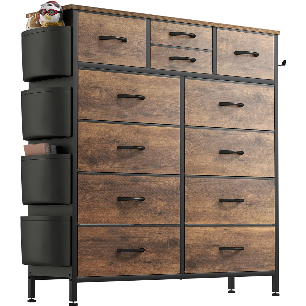 12 Drawer Dresser Fabric Tall Dressers for Bedroom Chest of Drawers