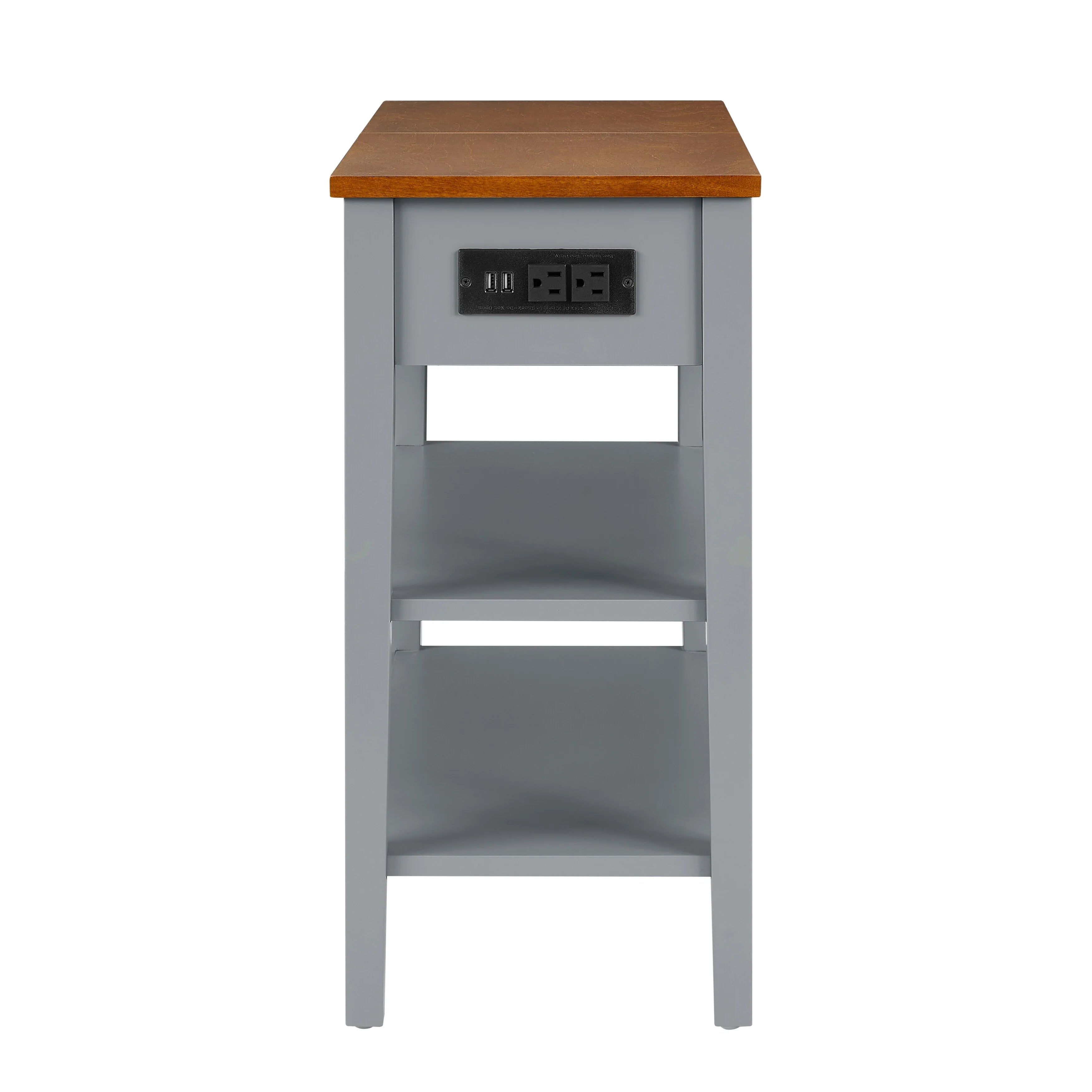 Narrow 2-Tone End Table With Usb Charging Ports For Small Space - 24.00 x 11.80 x 24.20