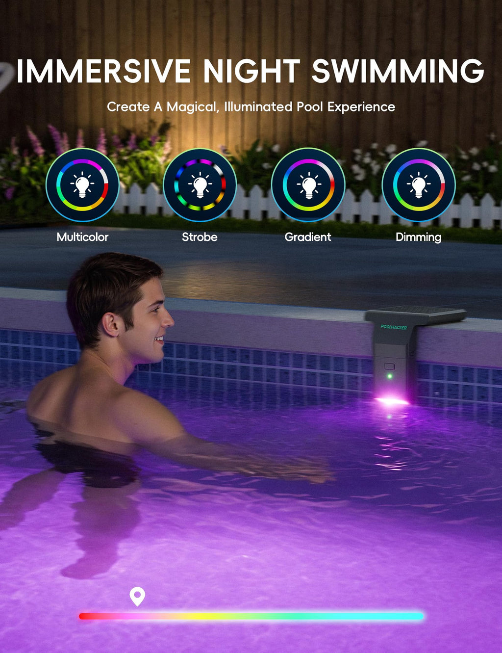 POOLHACKER Solar Pool Lights Only for Steel Wall Above Ground Pool