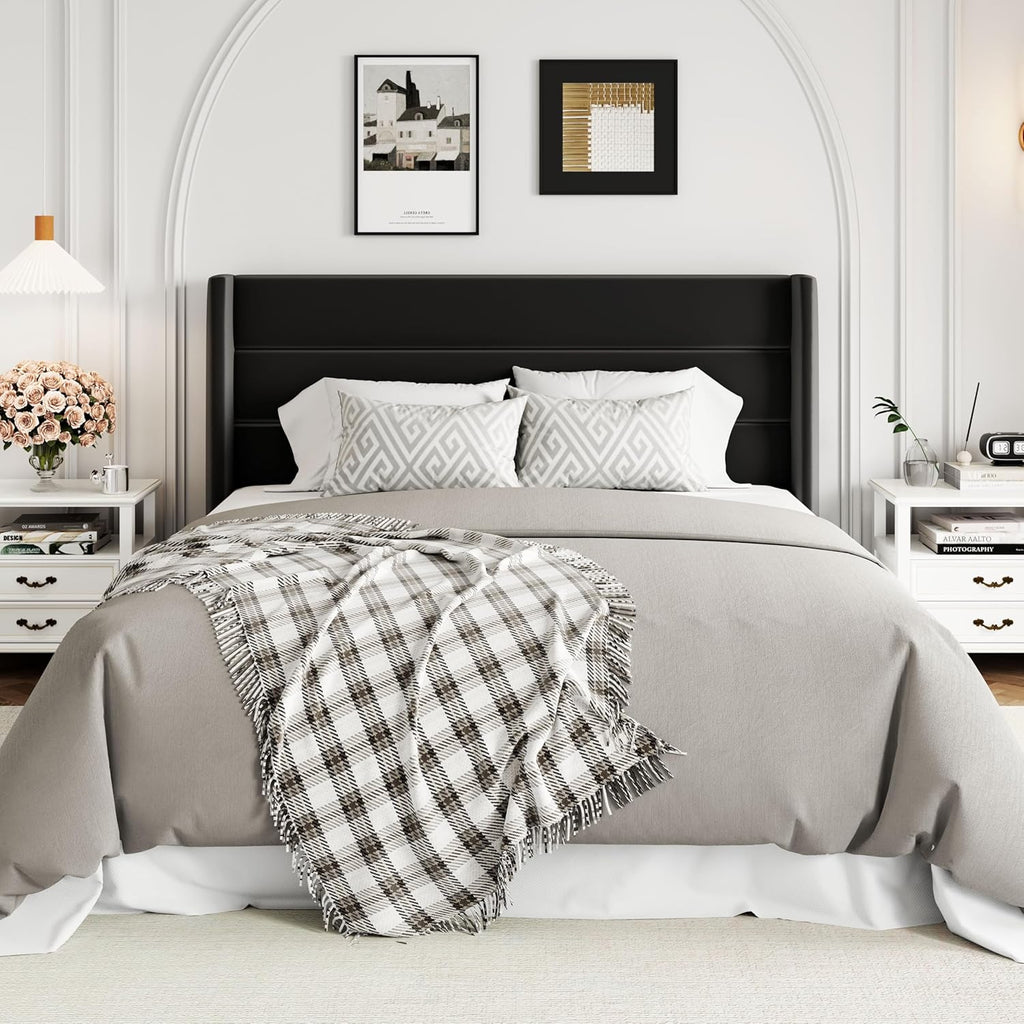 ALLEWIE Queen Size Lift Up Storage Bed with Wingback Headboard