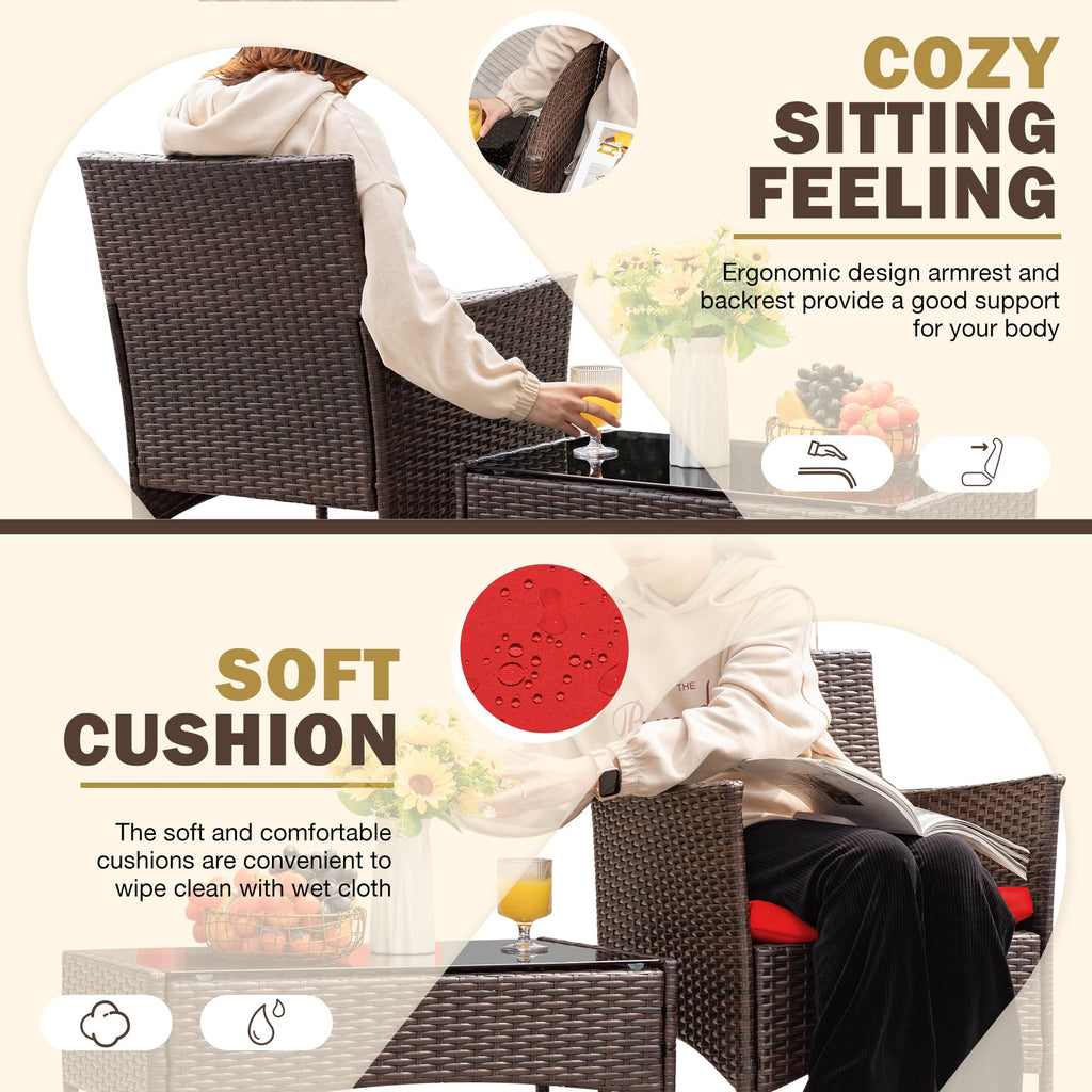 Homall 4 Pieces Outdoor Patio Furniture Sets Rattan Chair Wicker Set