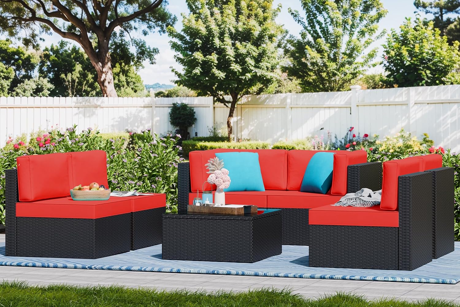 VONGRASIG 5 Piece All-Weather Patio Furniture Set with Ottoman