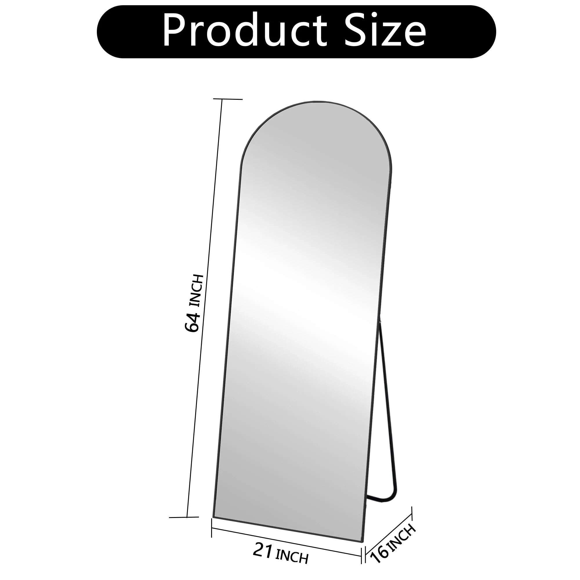 64x21 Full Length Floor Mirror with Stand Aluminum Alloy Frame,Wall-Mounted Mirror