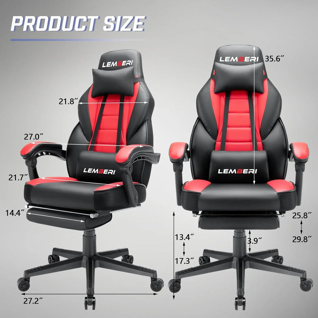 LEMBERI Video Game Chair with Footrest - Big & Tall 400Lb Capacity