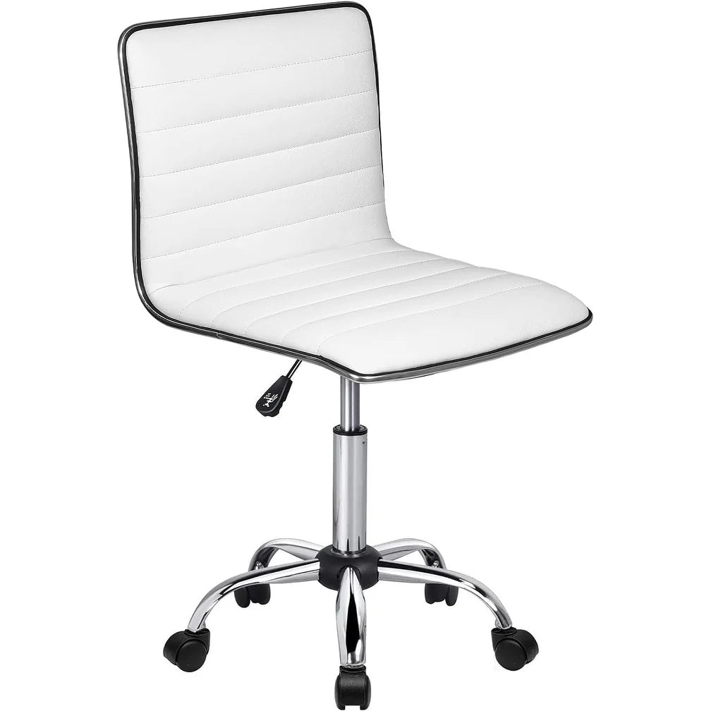 BOSSIN Adjustable Home Office Chair, Mid-Back Armless Ribbed Swivel Task Chair,Vanity Chair for Small Space, Livingroom Make-up
