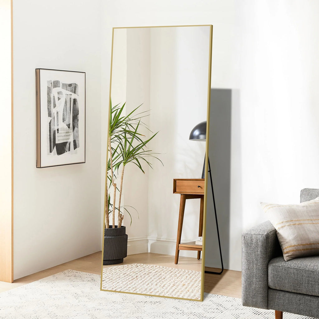 64x21 Full Length Floor Mirror with Stand Aluminum Alloy Frame,Wall-Mounted Mirror