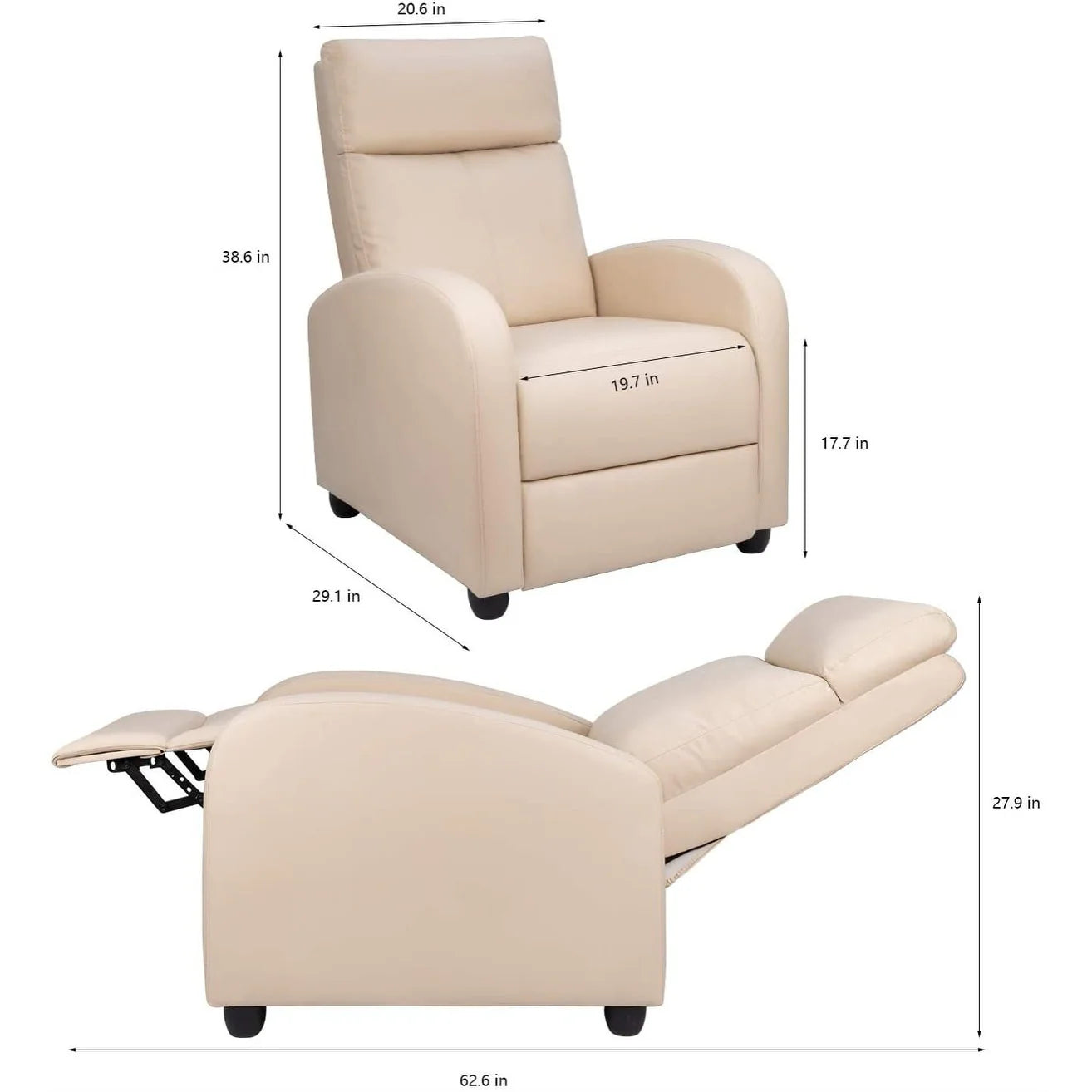 Homall Recliner Chair PU Leather Single Living Room Sofa Recliner