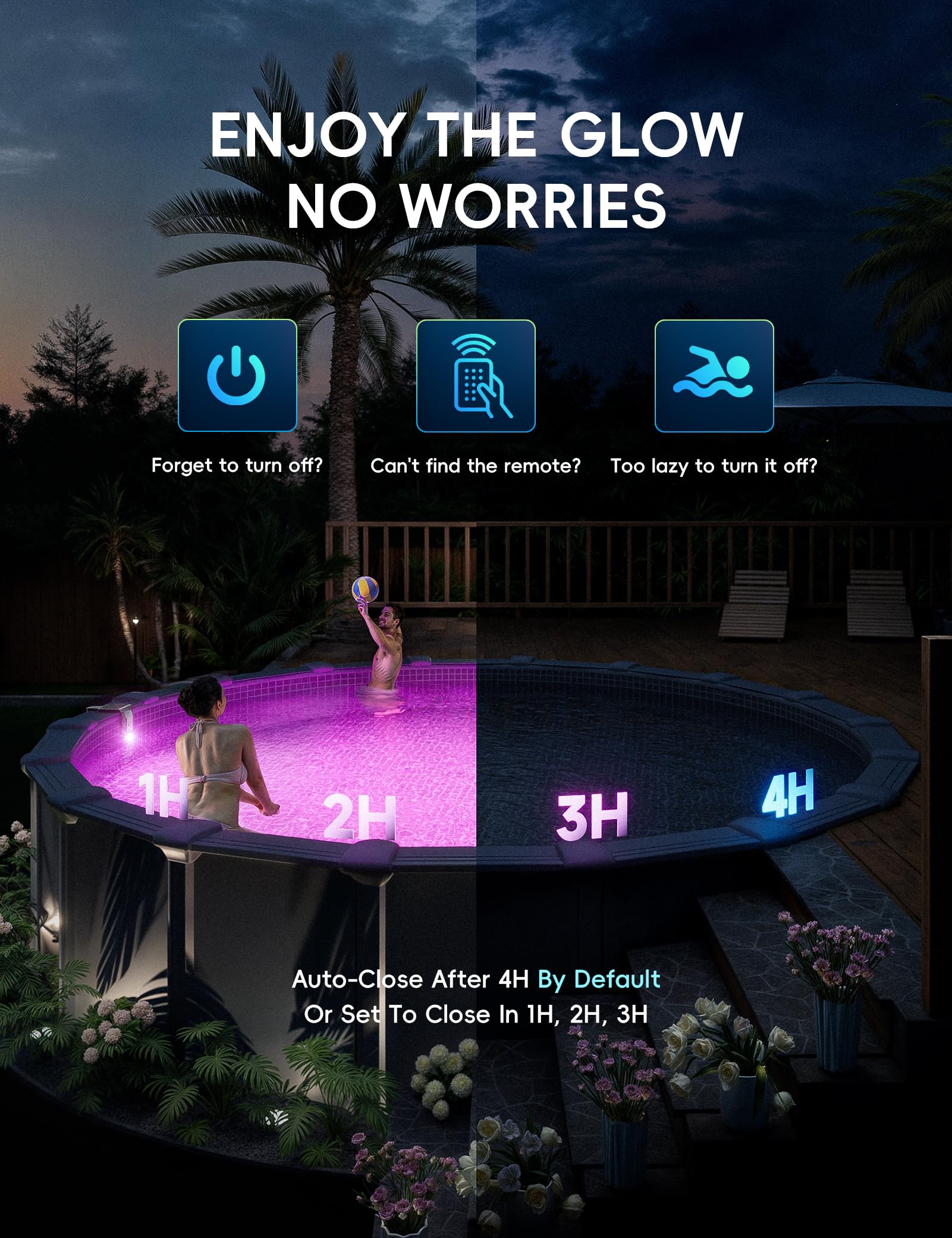 POOLHACKER Solar Pool Lights Only for Steel Wall Above Ground Pool