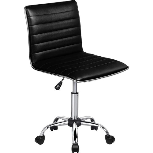 BOSSIN Adjustable Home Office Chair, Mid-Back Armless Ribbed Swivel Task Chair,Vanity Chair for Small Space, Livingroom Make-up