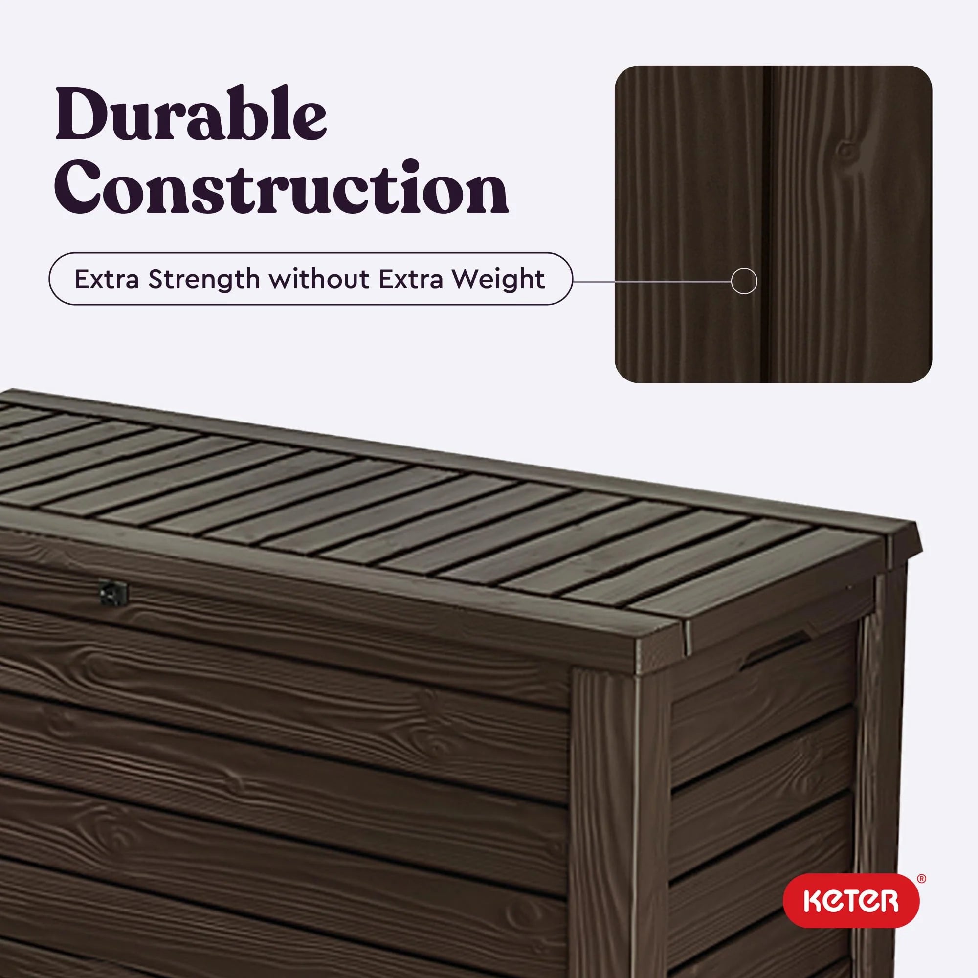 KETER Westwood 150 Gallon Deck Box and Bench Seat, Brown