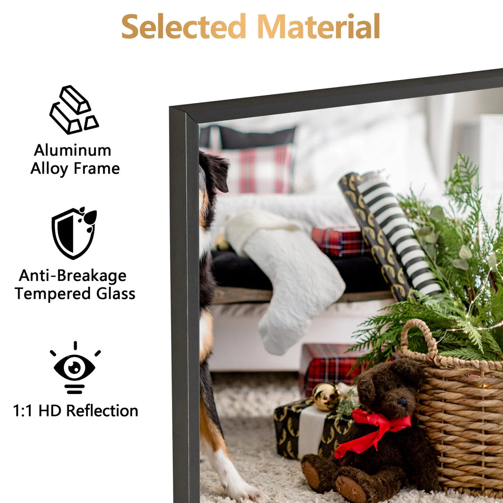 64x21 Full Length Floor Mirror with Stand Aluminum Alloy Frame,Wall-Mounted Mirror