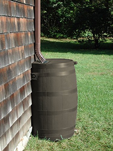 RTS HOME ACCENTS 50-Gallon Rain Barrel with Brass Spigot - Walnut