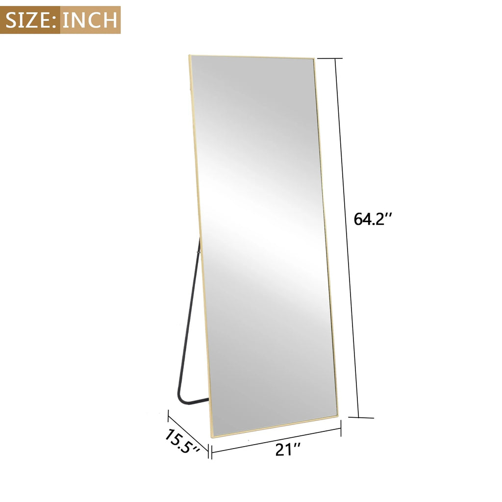 64x21 Full Length Floor Mirror with Stand Aluminum Alloy Frame,Wall-Mounted Mirror