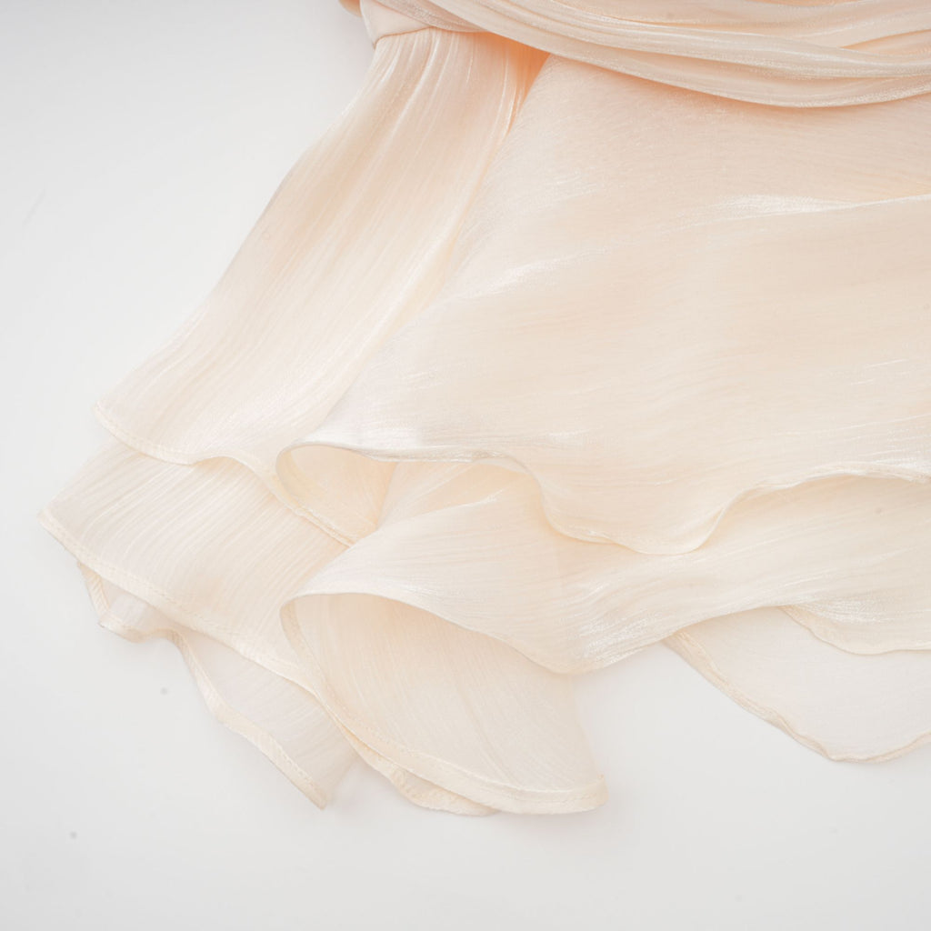 Eugénie Neutral Fully Pleated Ruffled Mini Dress