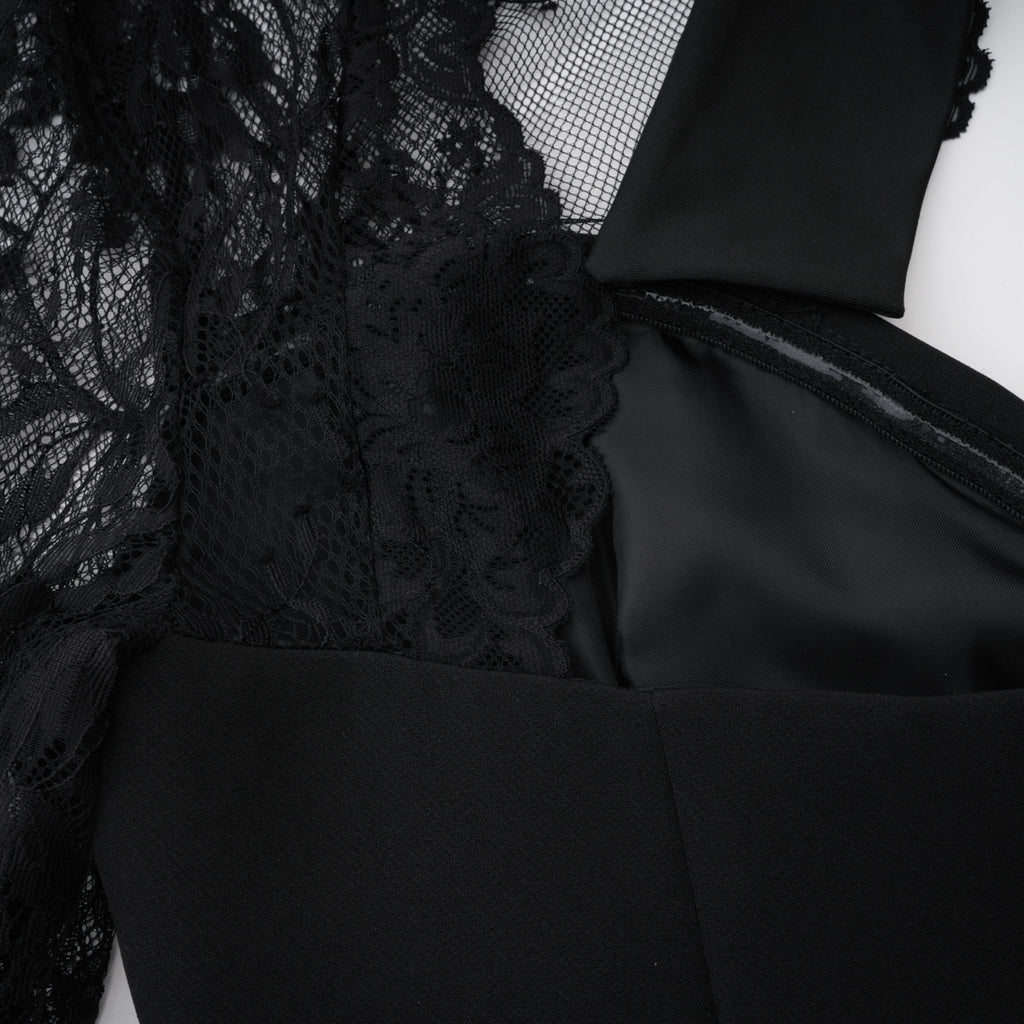 Quitterie Black Lace Panel Maxi Dress